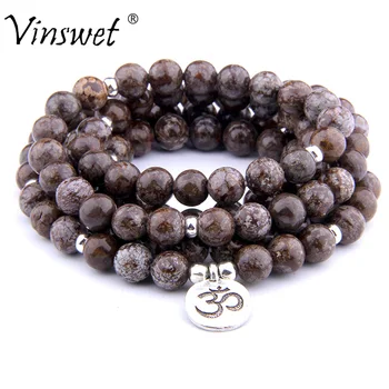 

108 Beads Natural Stone Prayer Beads Buddhist Buddha Meditation Charm Bracelet for Women Men Yoga Handmade Jewelry