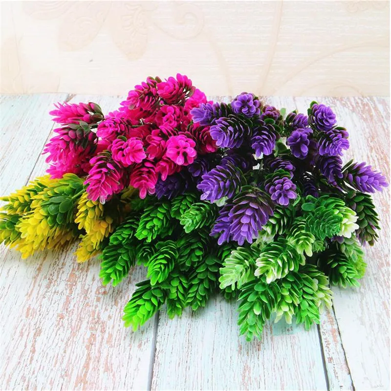Fake Pine Cone Grass Bunch (5 stems/piece) Simulation Plastic Plants for DIY Bridal Bouquet Flower Arrangement Accessories | Дом и сад