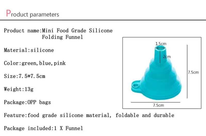 Домашняя мини Пищевая силиконовая складная телескопическая воронка портативный соевый соус жидкий бункер кухонные аксессуары