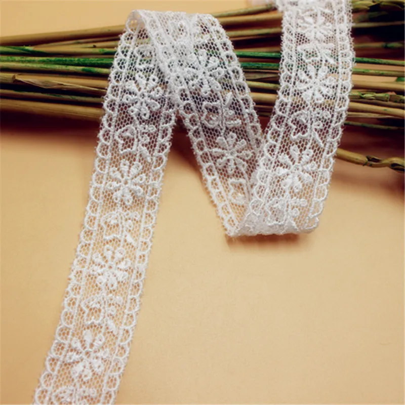 

20 yard 2cm 0.78" wide ivory gauze mesh tulle rayon embroidered tapes lace trim ribbon fabric 108973QL4K21