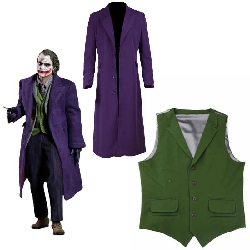 Batman Joker Cosplay Costume Batman The Dark Knight Joker Coat Shirt Pants Halloween Cosplay Costume Purple Jacket Movie Hero