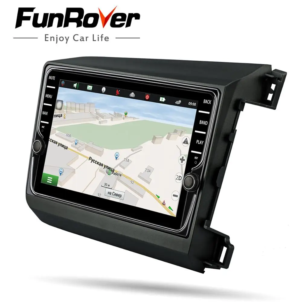 Excellent Funrover Car Radio Multimedia IPS 2 din Android 8.0 Head Unit For Honda For Civic 2011-15 right-hand drive stereo navi audio gps 3