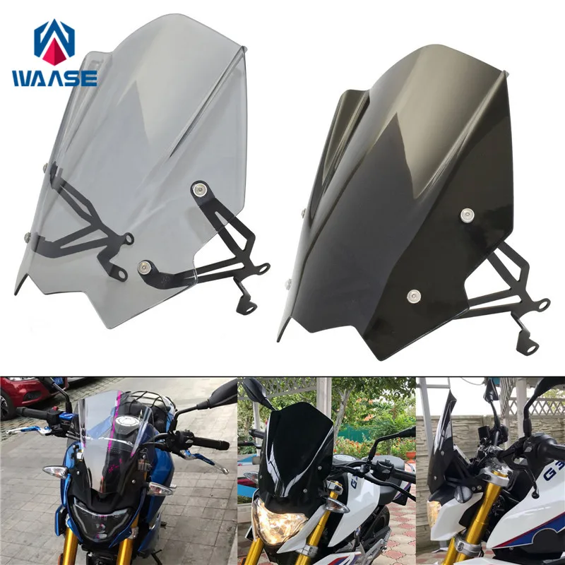 

waase Motorcycle Windscreen Windshield Shield Screen With Bracket For BMW G310R 2017 2018 2019
