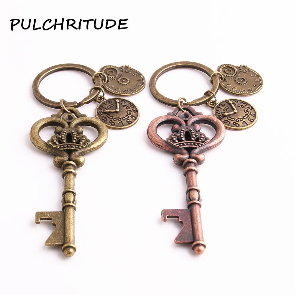 PULCHRITUDE, металлический сплав, два цвета, 2 шт., сделай сам, брелок для ключей, форма для открывания бутылок, подвеска, часы, шарм, сделай сам, для изготовления ювелирных изделий C1683
