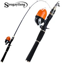 Sougayilang 1,8 м Высококачественная Удочка из углеродного волокна, лодка, приманка для подледной рыбалки, Удочка с рыболовной катушкой, набор рыболовных снастей