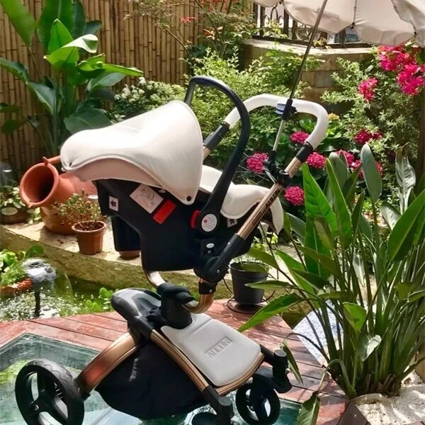 

Aulon egg shape baby stroller leather two-way shock absorbers pram baby car cart trolley