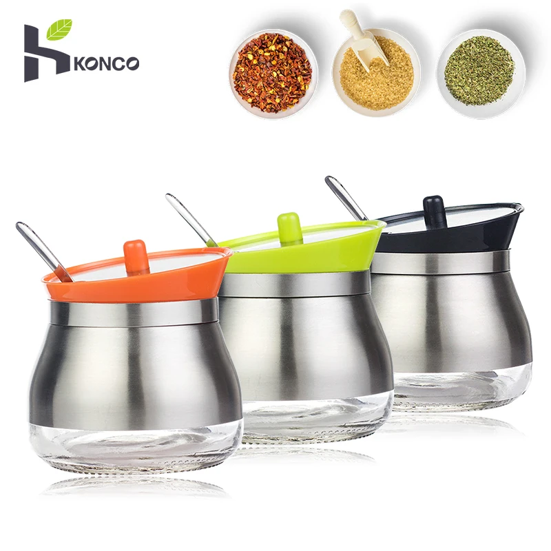 

KONCO 304 Stainless Steel Spice Jar Condiment Bottles, Storage Jar Bottle for Salt Pepper Cans, Kitchen Supplies Small Spice Ja