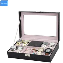 Черная крокодиловая кожа подарок бренд часов коробки сетки 8 наручные часы коробка кольцо держатель коробка для хранения с окошком Alibaba оптом ящик продавец