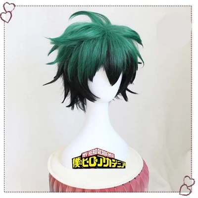 Парик My Boku no Hero моя геройская Академия Izuku Midoriya Короткие Зеленые черные