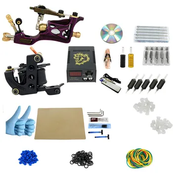 

2017 Pro Complete Tattoo Machine Kit Set 2Pcs Rotary Coil Tattoo Machine Gun Power Supply Needles Grips Tips Footswitch