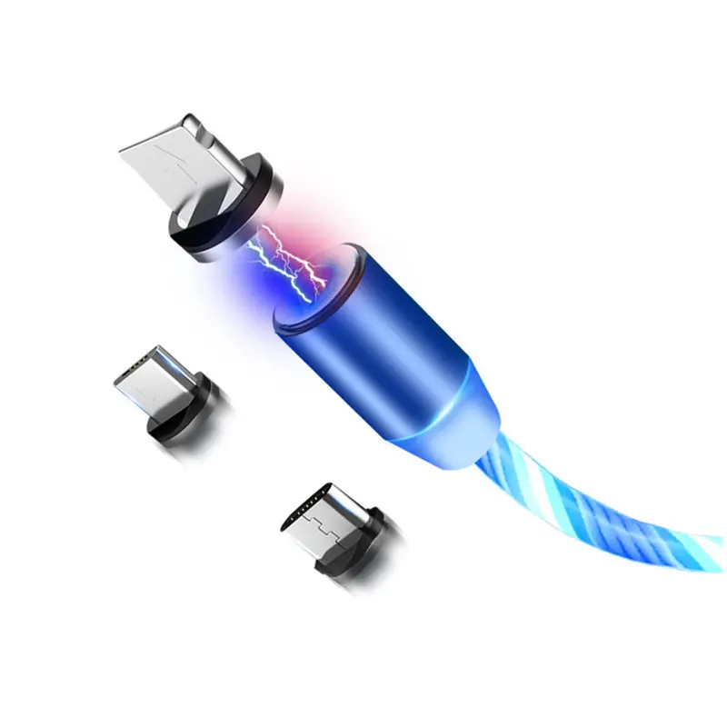 Магнитный плавный Свет Micro USBCable и тип usb C кабель синхронизации данных нейлоновый Плетеный светодиодный индикатор магнитное зарядное устройство, кабель USB C