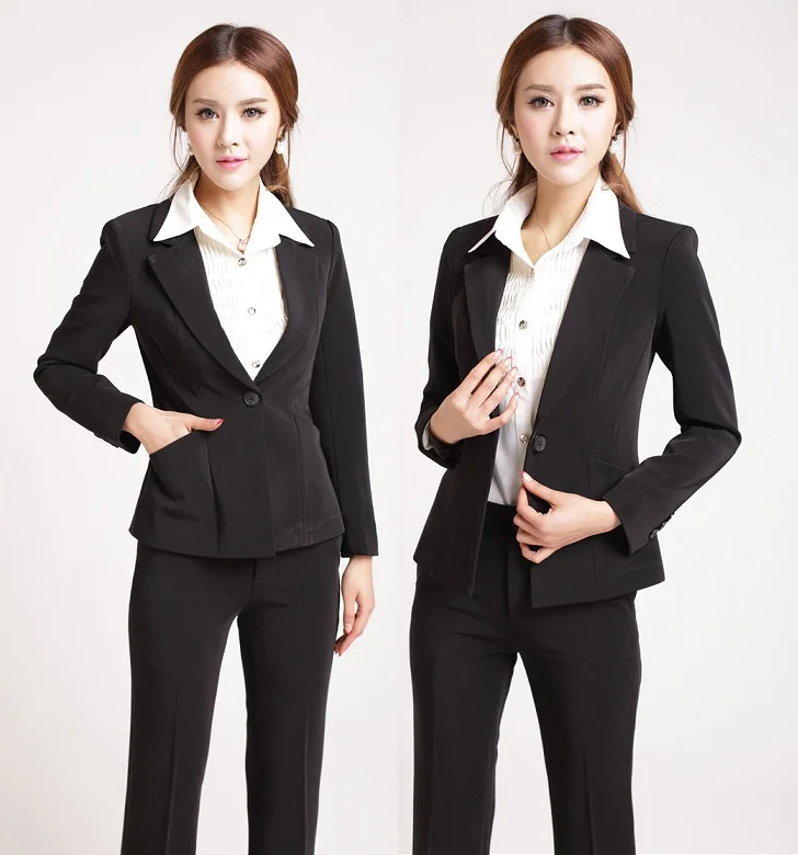 formal black pant suits for women