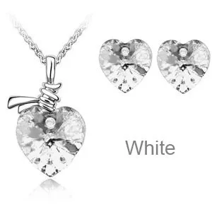 Австрийский кристалл сердце кулон Модный Ювелирный набор ожерелье серьги милые романтические для женщин Прямая продвижение высокое качество