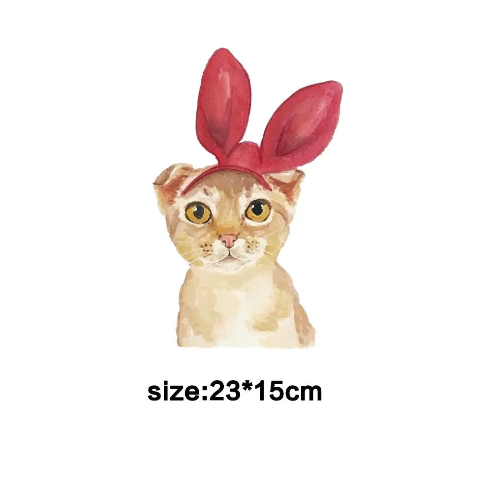 Cat rabbit iron on теплопередача для девочек одежда патч ручной работы Переводные термоколлагенты футболка аппликация утюгом наклейки ropa