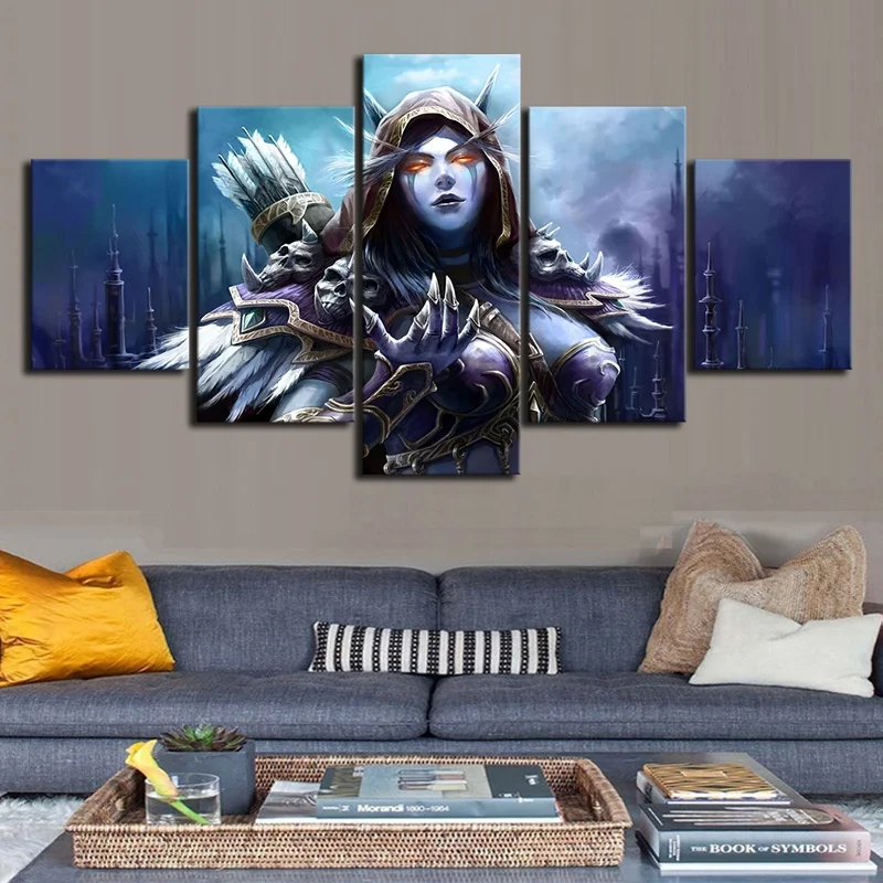 Waliicorners 5 Piece Video Game WOW Warcraft DOTA 2 Painting Poster Decorative Mural Art Room Wall Decor Canvas Painting 5 HTB1vvHYa5frK1RjSspbq6A4pFXaB