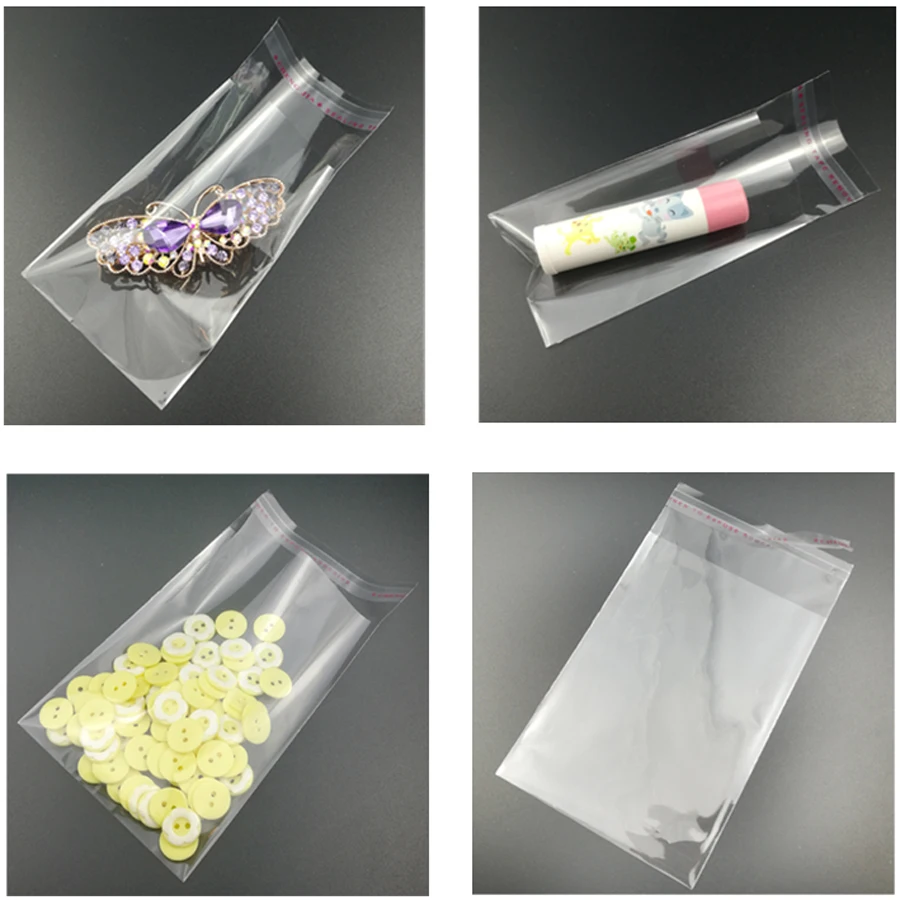 100Pcs 4cm to 5cm Clear Self Adhesive Seal Plastic Storage Bag Plastic  for Candy Packing Resealable Cookie Packaging Bag Pouch 5