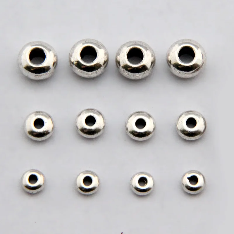 

Mibrow 50pcs/lot Diameter 5/6/8mm Antique Silver Color Metal Round Spacer Loose Beads For Bracelets DIY Jewelry Making Findings