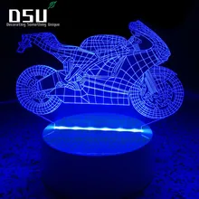 7 цветов Изменение Декор мотоцикл лампа Оптические иллюзии 3D gloсветодио дный w светодиодное освещение игрушечные лошадки ночник с дистанционное управление