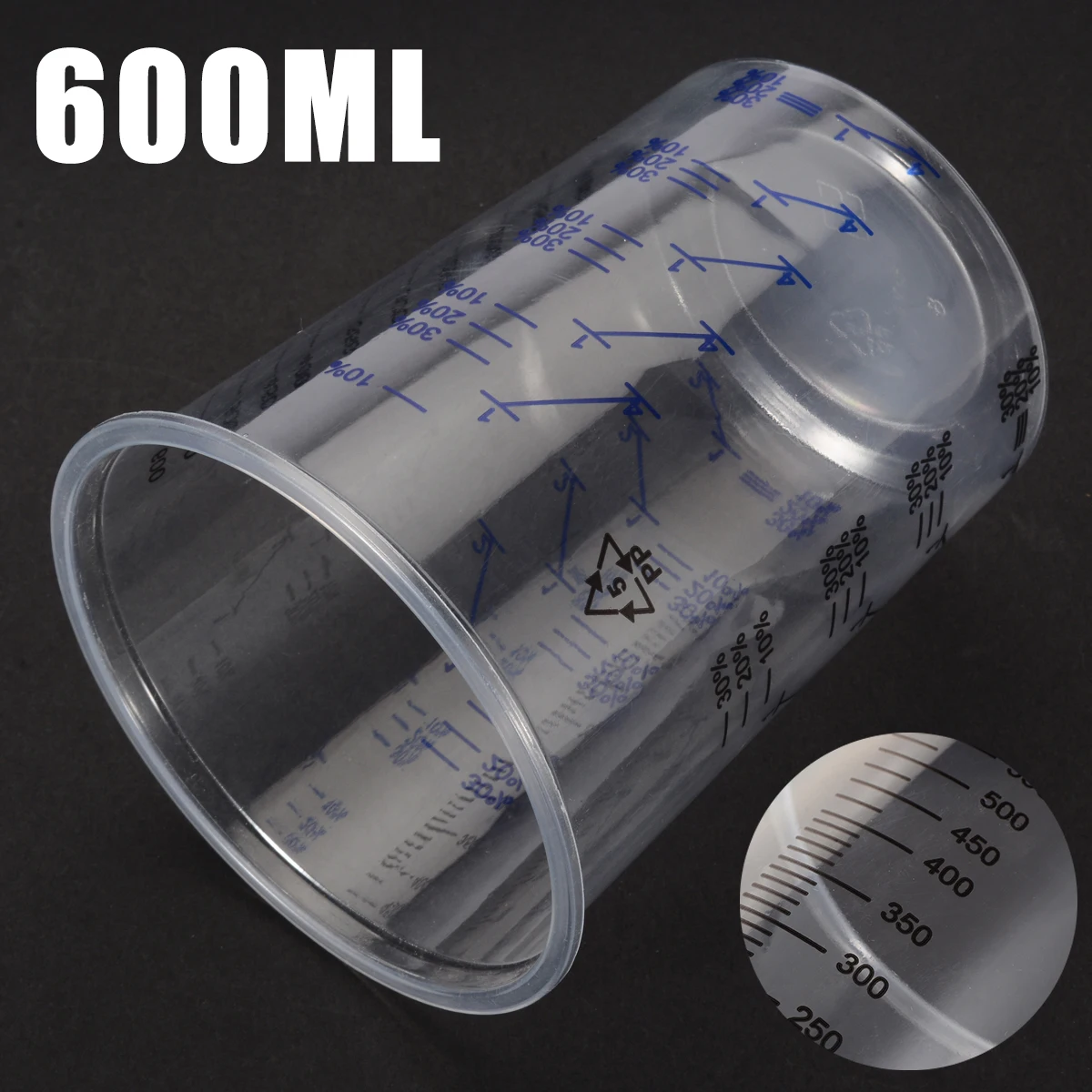 Portable 1Pcs 600ML Plastic Paint Mixing Cups Mixing Pots Paint Mixing Calibrated Cup with Scale Practical Tool Parts