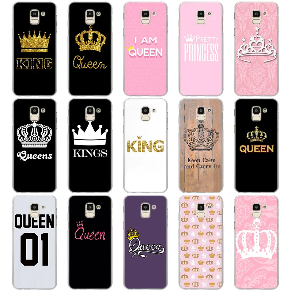 

King Queen Couple crown cases cover for Samsung Galaxy J3 J4 J6 Plus J8 2018 J2 J3 J4 J5 J6 J7 2018 hard PC Phone Cases