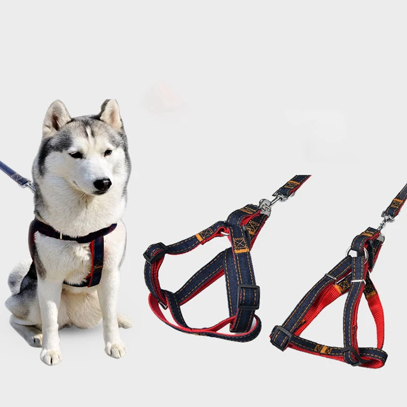 

Pet Cowboy Chest Strap with Traction Rope Dog Harness and Leash Set Personalized Telescopic Buckle for Dog Outdoor Traction