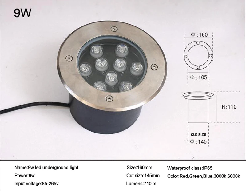 Водонепроницаемый 1 Вт/3 Вт/5 Вт/6 Вт/7 Вт/9 Вт/12 Вт/15 Вт/18 Вт светодиодный подземный свет наземный сад дорожка напольная лампа наружная погребенная лампа ландшафтный свет