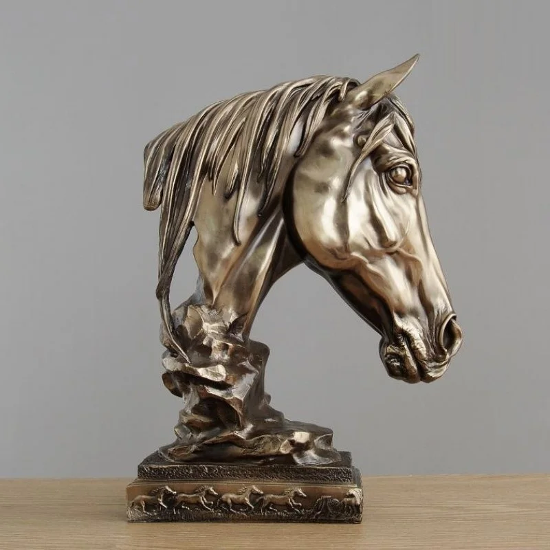 43 см Бронзовая голова лошади статуя лошадь искусство скульптура абстрактные животные резиновая фигурка ремесленные украшения для дома открытие подарок R1376