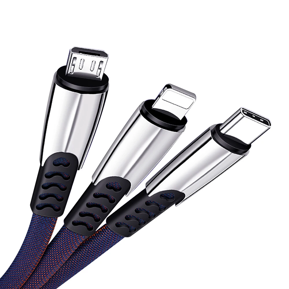 

3 in 1 USB Phone Cable Type C Micro USB Cable for iPhone X Samsung S10 Xiaomi 2A Fast Charging Cord for Android Type-C Cable AF