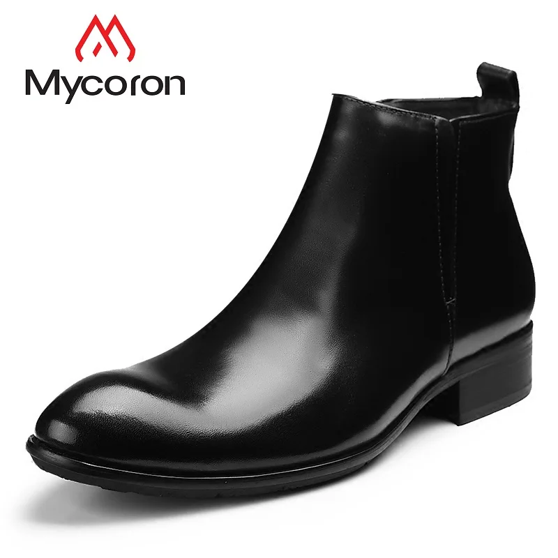 

Mycoron Luxury Top Quality 100% Genuine Leather Comfortable Boots Business Gentlemen Men'S Pointed Toe Martin Ankle Boots