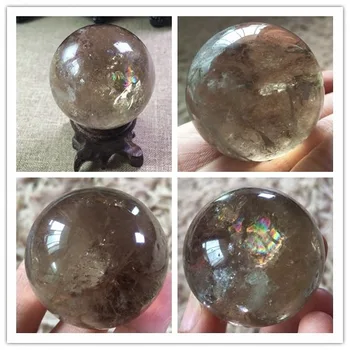 

Natural primary color tea crystal ball with a smoky crystal ball to dissolve fear to the base.4-4.5cm