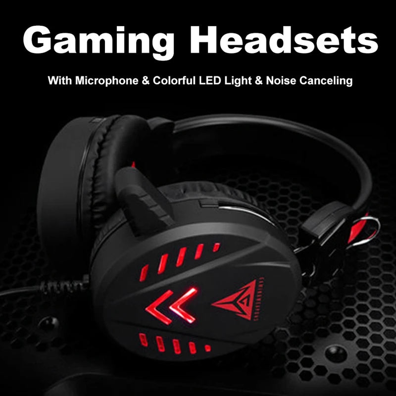A1 Game Headsets 3 5Mm Wired Headphones Noise Cancel Earphone With Mic Colorful Led Light Volume Control Aux Usb For Desktop P