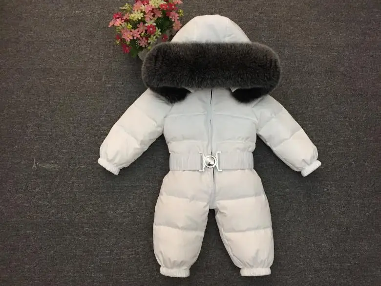 Newborn Winter Romper Baby Snowsuit Infant Overcoat Kids Snow Wear Jumpsuit Duck Down Coatton Liner Child New Year Costumes - Color: white new