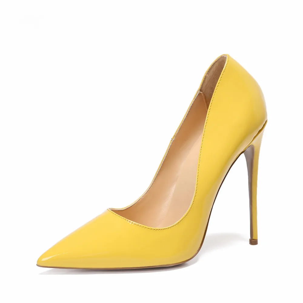 Woman High Heel Pumps Office Nude Shoes 2018 Pointed Toe Patent Leather Women Wedding Shoes Bride 12CM Women Stiletto Gladiators