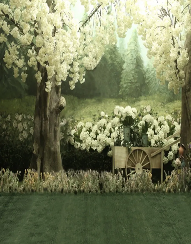 

5x7ft White Flowers Tree Photography Backdrops Photo Props Studio Background