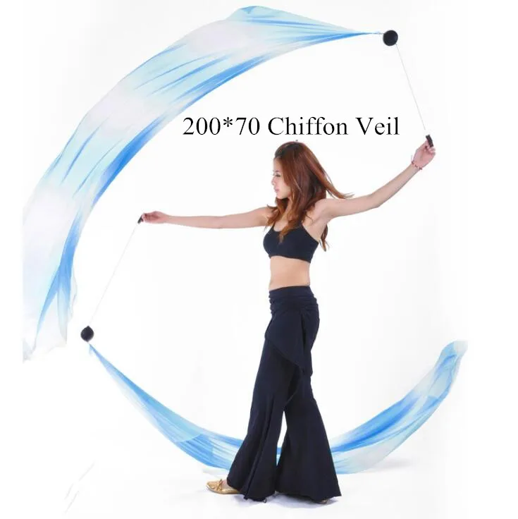 

200*70cm Chiffon Veil Belly Dance POI Streamer Accessory (Not Included Chain Ball) Assorted Color Free Shipping