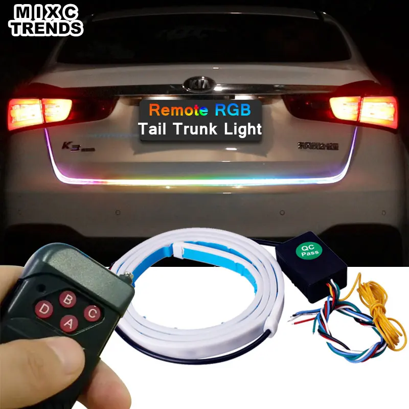 Wireless Remote RGB Changing LED Strip Rear Trunk Light 120cm 150cm RED