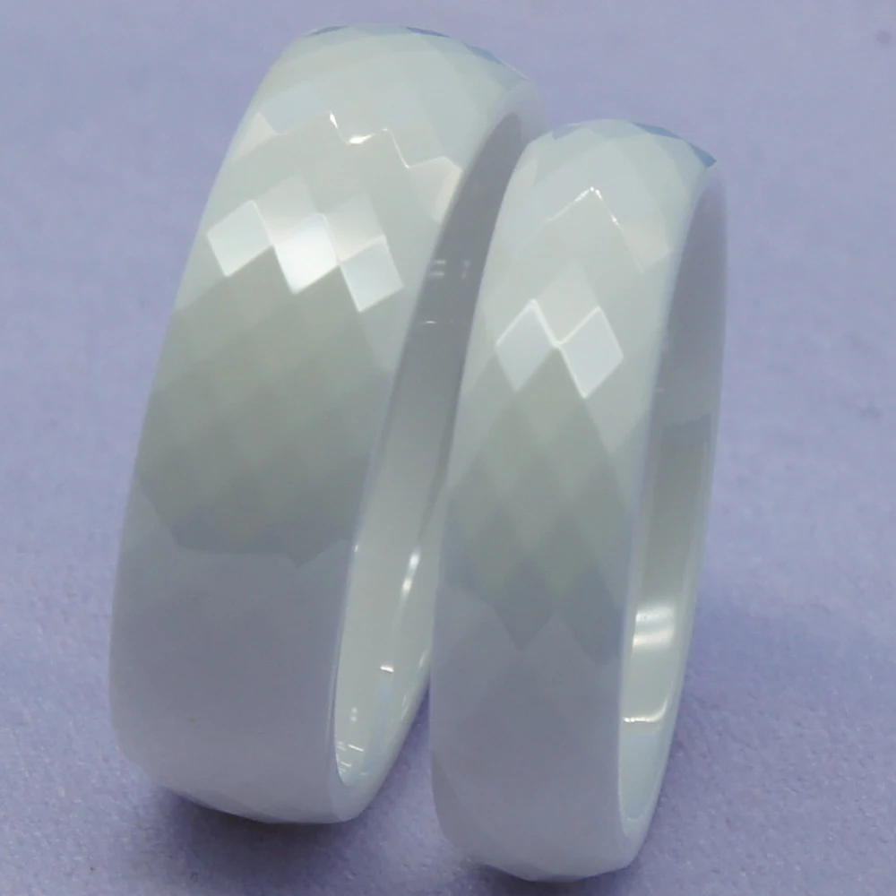 

6mm classic facet white hi-tech scratch proof ceramic ring 1pc