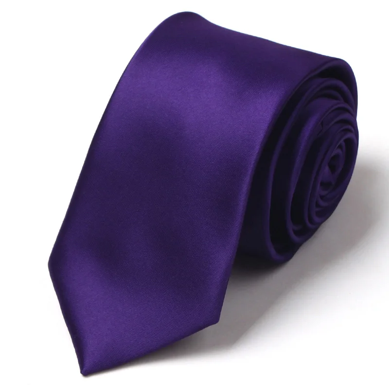 Высокое Качество Бренд 7 см модные галстуки для мужчин шелковые мужские галстуки Галстук повседневные мужские однотонные галстуки - Цвет: Фиолетовый