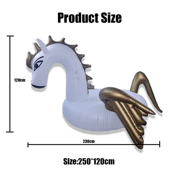 

20pcs/lot 250cm 98 inch Giant Inflatable Rainbow Unicorn Water Pool Floats White Pegasus Float Swimming Air Mattress Bed