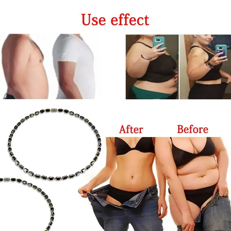 Женское черное магнитное ожерелье, бисер, терапия с помощью гематита, для похудения, для здоровья, для потери веса, ожерелье для мужчин и женщин