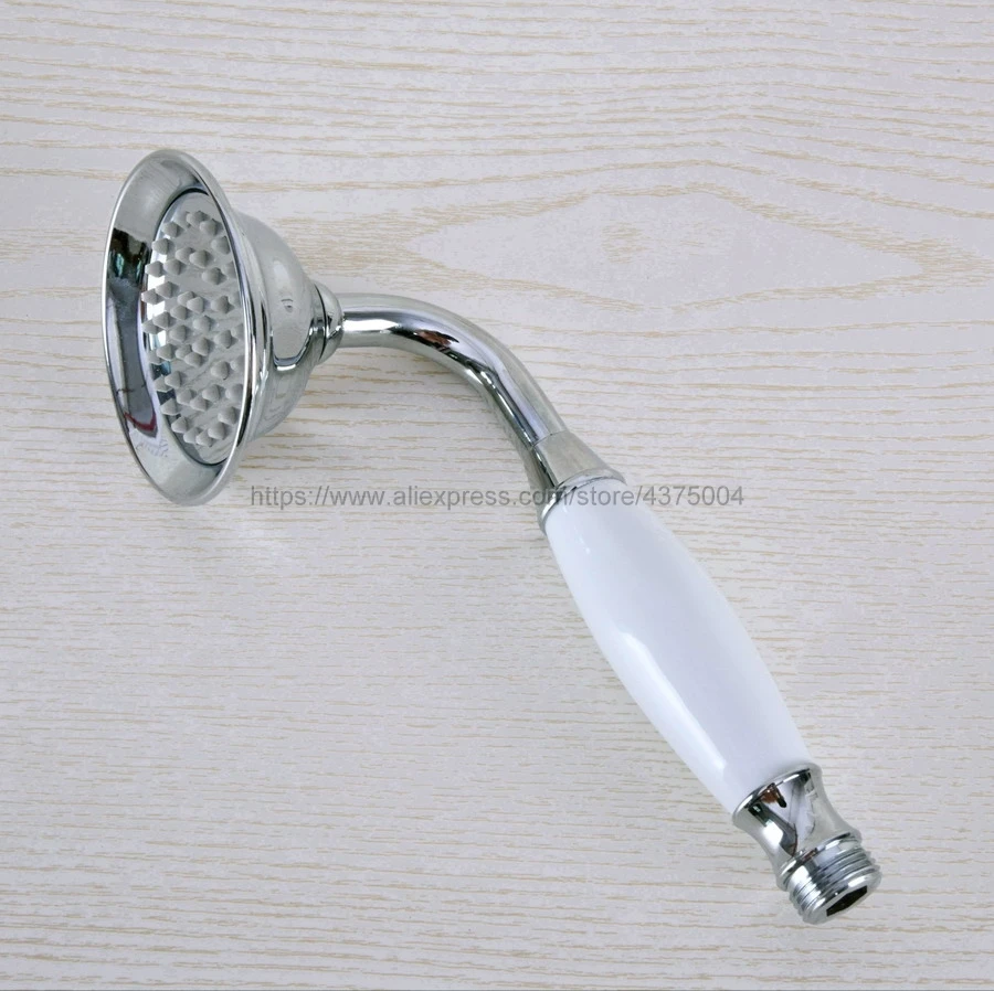 Polished Chrome white ceramic Bathroom Shower Head Water Saving Hand held Sprayer Tap Nhh016