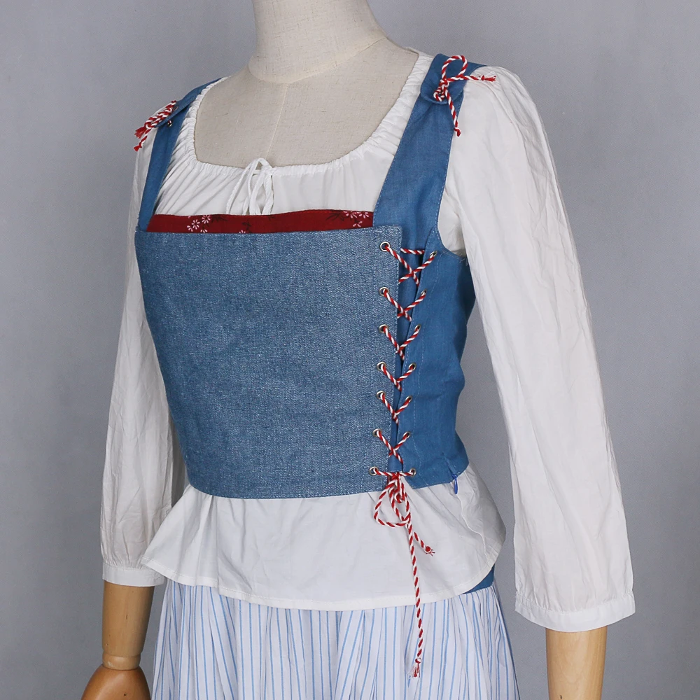 2017 Movie Beauty And The Beast Dress Maid Belle Costume Cosplay Dresses Women Adult Halloween Party (2)