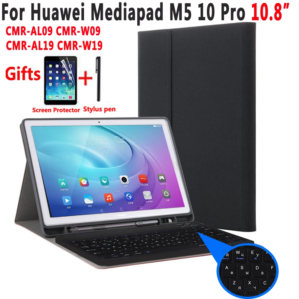 Русская клавиатура чехол для Huawei Mediapad M5 10 Pro 8 CMR W19 W09 AL09 с карандашница Bluetooth