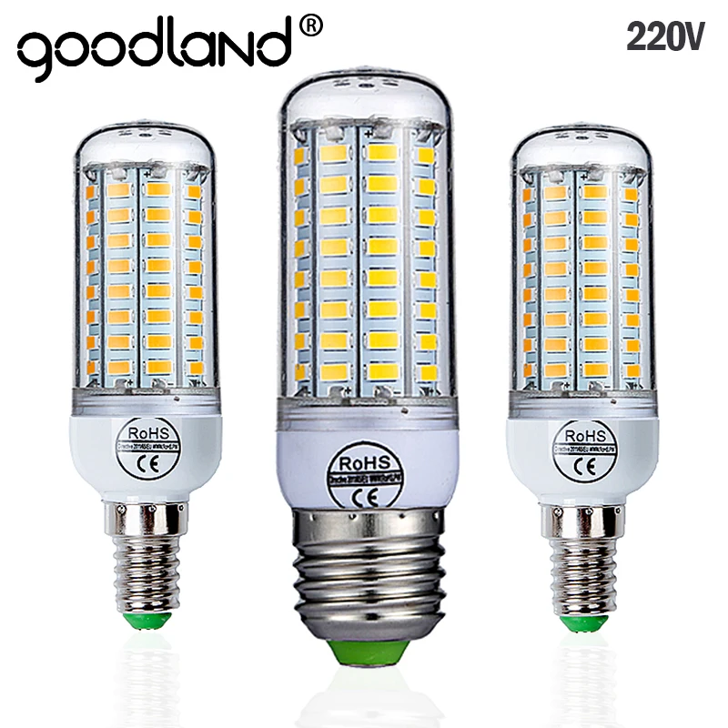 Goodland E27 светодиодный светильник 220V светодиодный лампы SMD 5730 E14 Светодиодный светильник 24 36 48 56 69 72 светодиодный s тип «Кукуруза» Люстра для дома светильник Инж