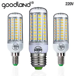 Гудленд E27 светодиодный светильник 220 V SMD 5730 E14 светодиодный свет 24 36 48 56 69 72 светодиодные лампы «Кукуруза» лампы люстры для светодиодное