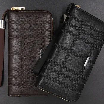 

Men's Clutch Long Business Wallet Fashion Embossed Zipper PU purse