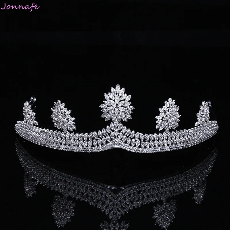 

Jonnafe Luxury AAA Zircon Queen Crown Bridal Tiara Wedding Prom Headpiece Hair Accessories Jewelry Women Tiaras