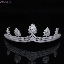 Jonnafe Luxury AAA Zircon Queen Crown Bridal Tiara Wedding Prom Headpiece Hair Accessories Jewelry Women Tiaras