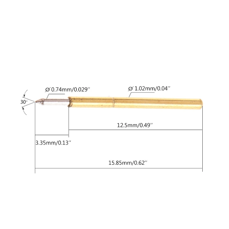 100 Pcs Dia 1.02mm Length 15.85mm 100g Spring Test Probe Pogo Pin Tool P75-B1