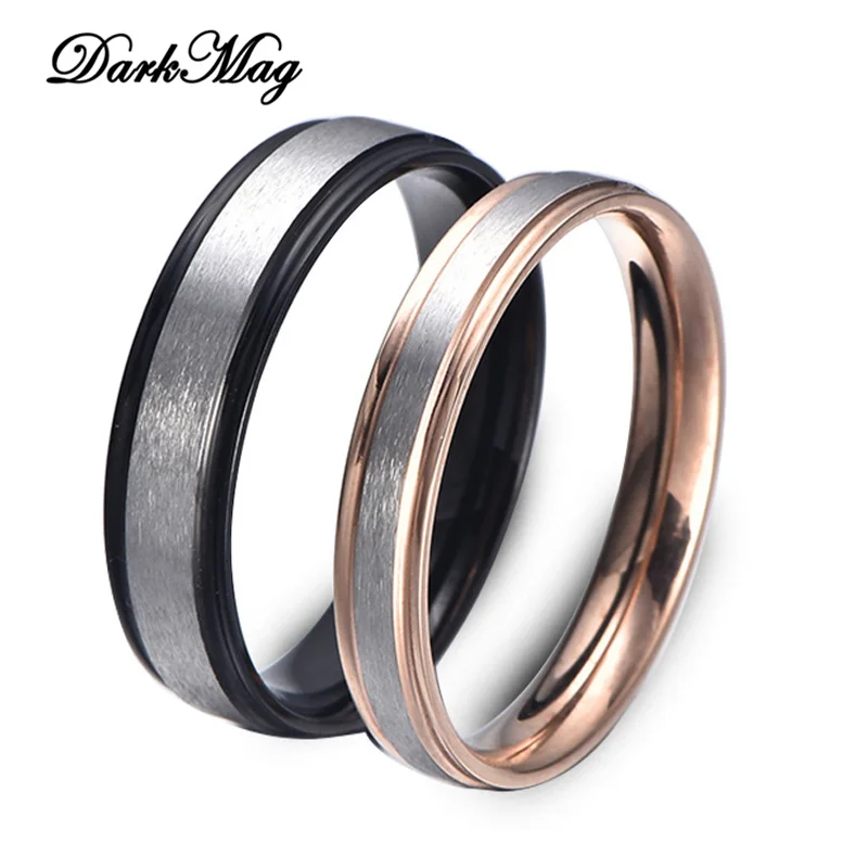 

DarkMag Lover Gold Color Stainless Steel Ring for Women Men Stylish Dull Polished Couple Engagement Promise Alliance Jewelry